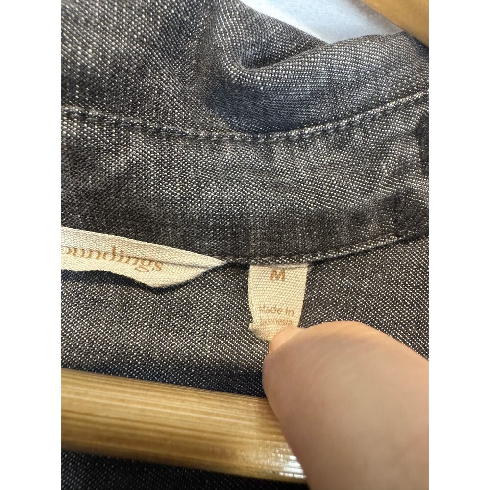 Soft Surroundings Shirt Button Up Embroidered Papyrus Leaf Black Chambray Medium - Picture 6 of 7